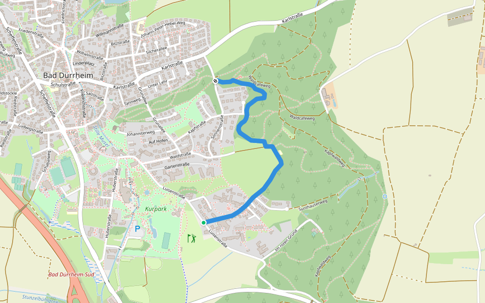 Kapfhütte - Narrenschopf walking route map in Bad Dürrheim