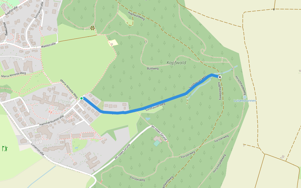 Sunthauser Weg - Kapfwaldweg walking route map in Bad Dürrheim