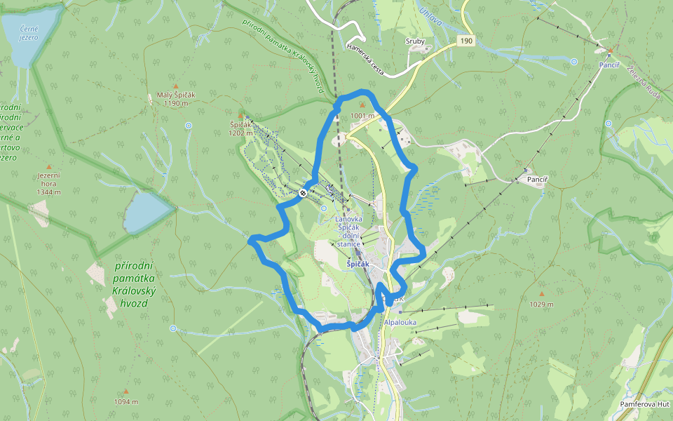 NS Historie obce Špičák walking route map in Železná Ruda