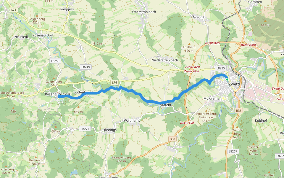 Traditioneller Wanderweg 11 walking route map in Zwettl