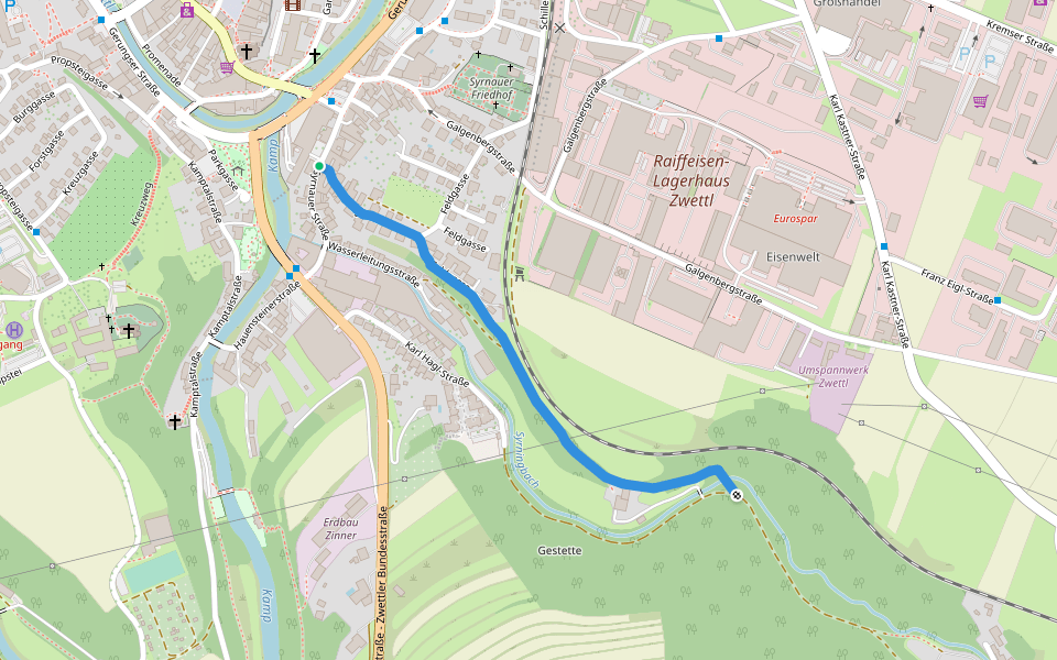 alter Wanderweg walking route map in Zwettl
