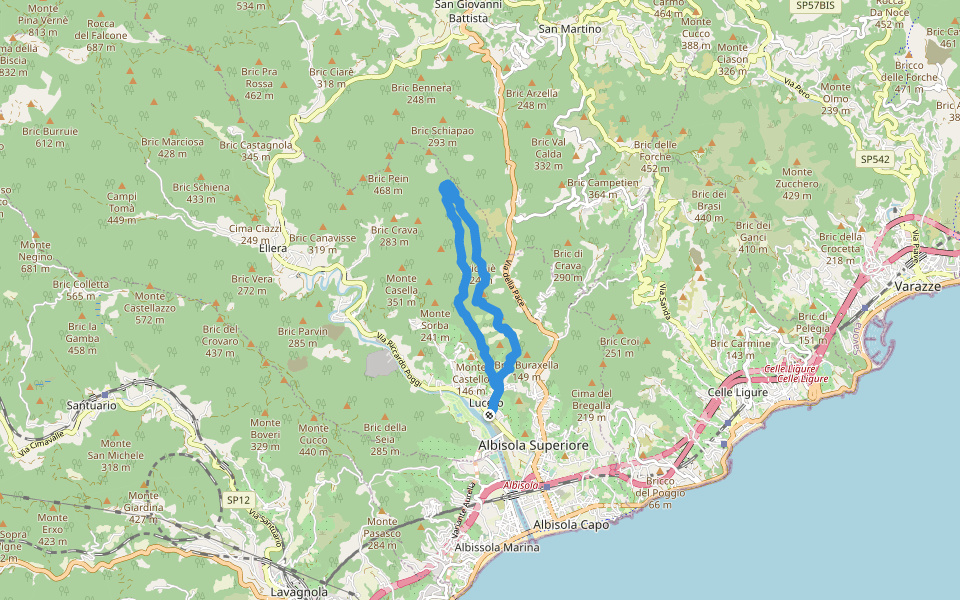 Luceto - Pian del Pero - Luceto walking route map in Albisola Superiore