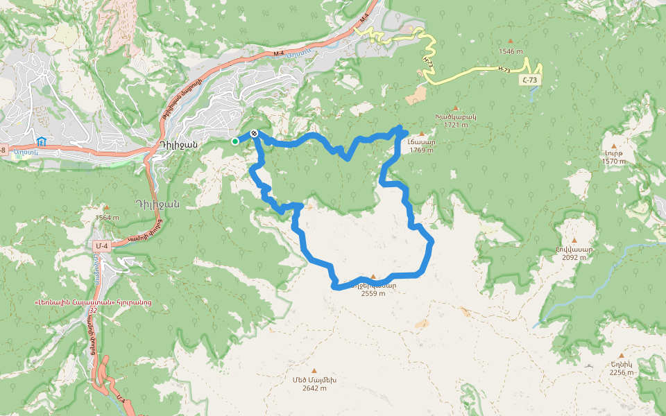 Երկնային զբոսանքի արահետ walking route map in Dilijan