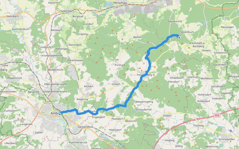 Buchbergweg von Amberg walking route map in Amberg
