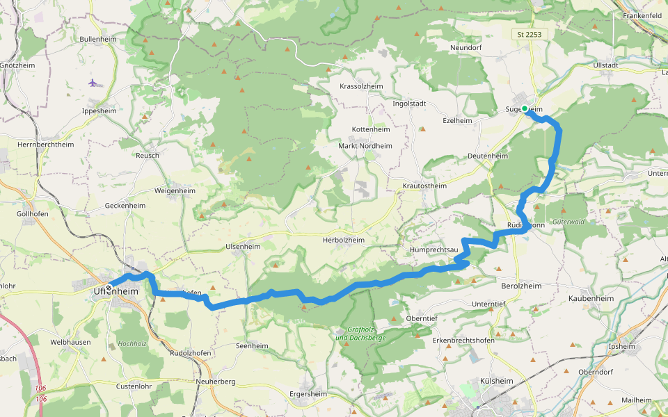 Rotes Dreieck walking route map in Sugenheim