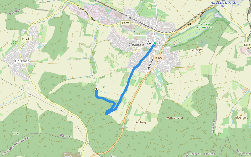 Rundwanderweg Waibstadt 4: Rainberg-Weg walking route map in Waibstadt