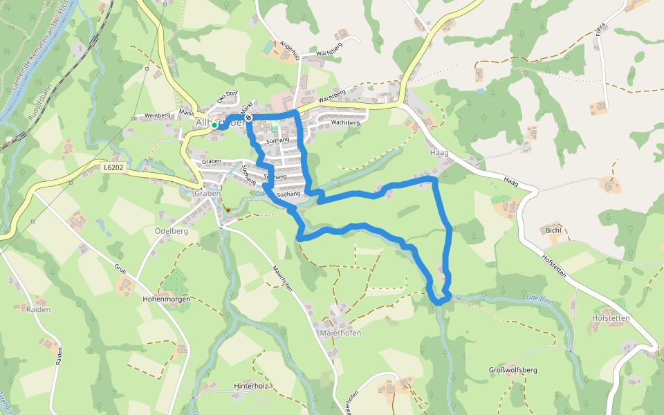 Mühlenweg walking route map in Allhartsberg