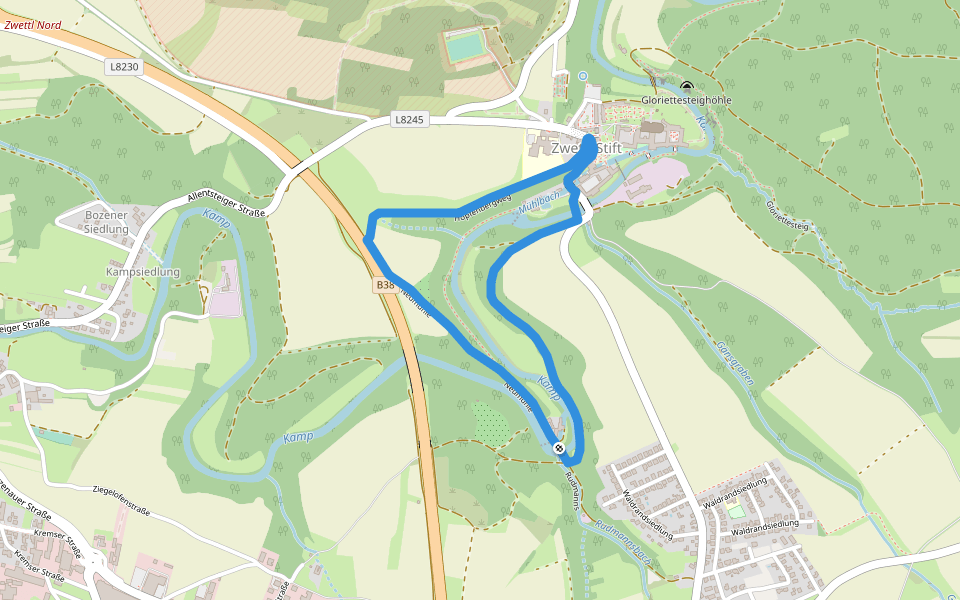 Evangelistenweg 12 walking route map in Zwettl