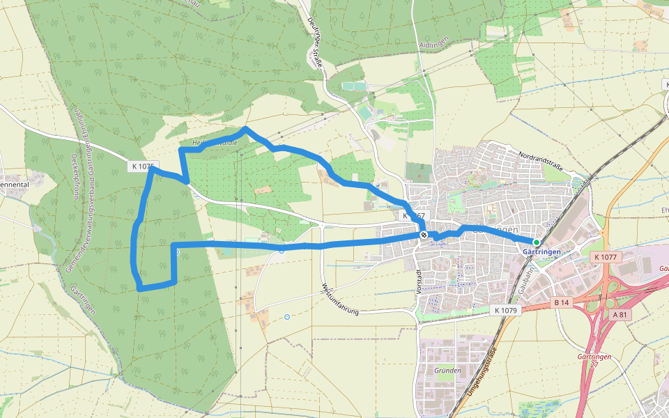 Gärtringer Rundweg 3 walking route map in Gärtringen
