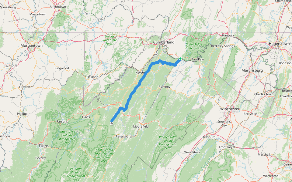 ADT - West Virginia - Seg 1 walking route map in Green Spring