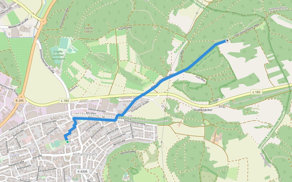 Althengstett Hallenbad - Hönig walking route map in Althengstett