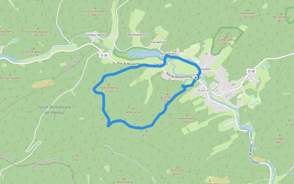 Blue ring walking route map in Baerenthal