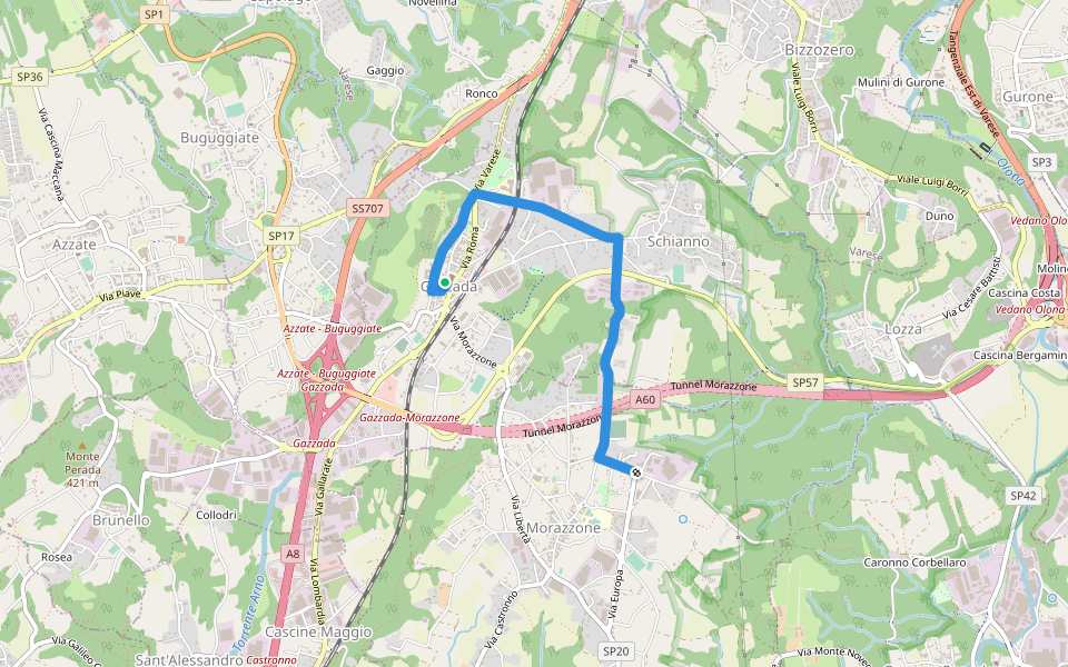 Collegamento Gazzada dorsale RTO walking route map in Gazzada Schianno