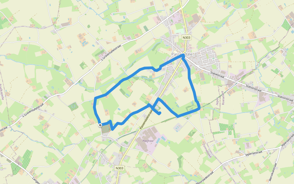 Canadian Road to Passchendaele walking route map in Zonnebeke