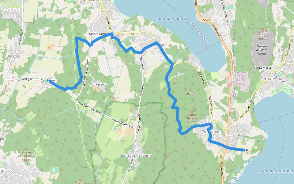 Sentiero dei lavatoi walking route map in Capronno