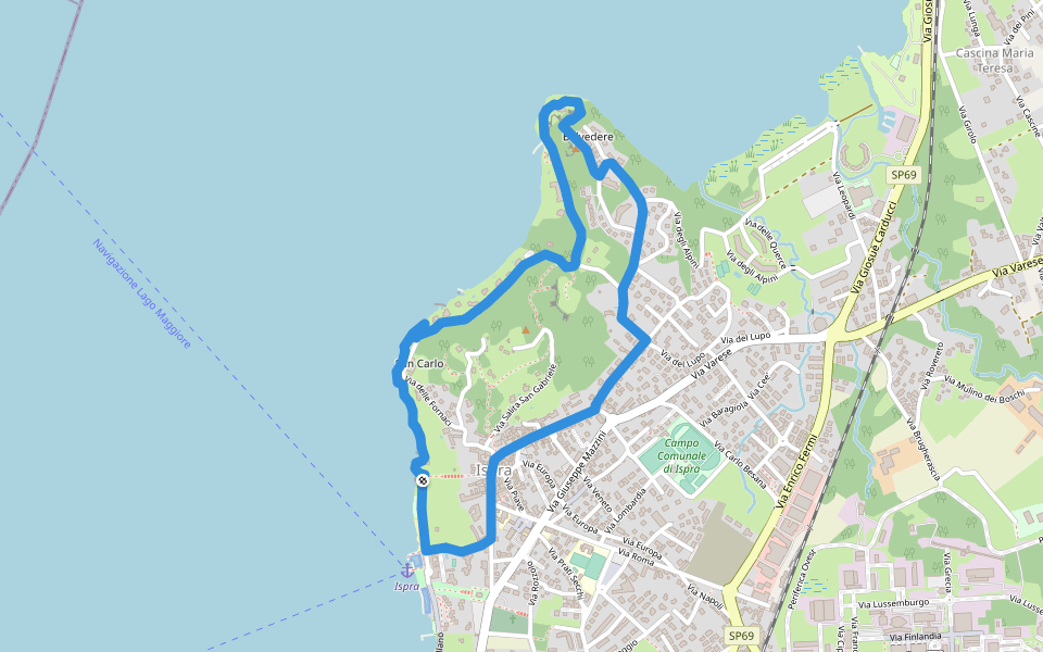 Anello delle fornaci walking route map in Ispra