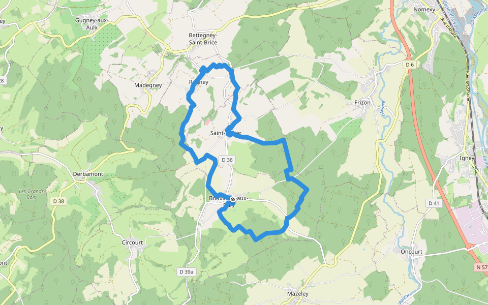 Circuit des Fontaines et Lavoirs walking route map in Bouxières-aux-Bois