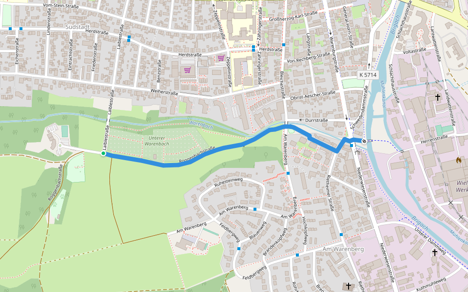 Laiblestraße - Niederwiesenstraße walking route map in Villingen-Schwenningen