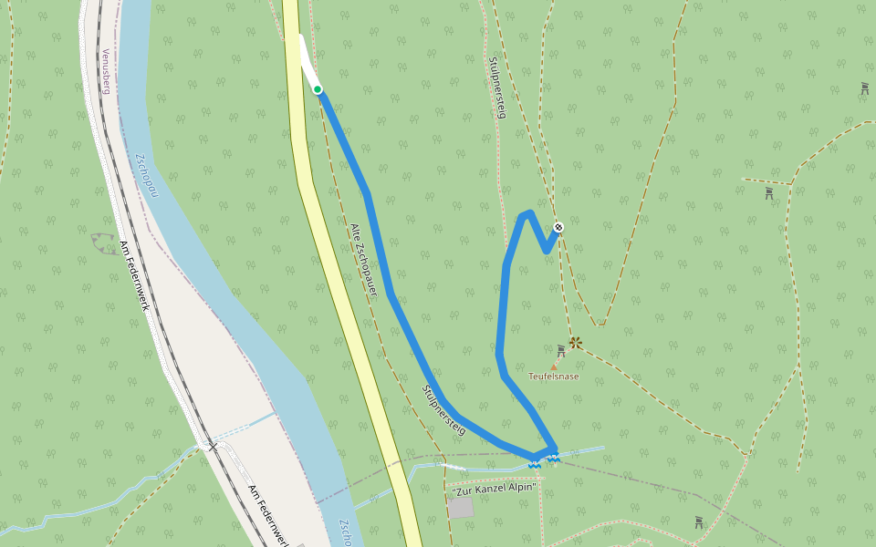 Ww Zschopautalweg - Teufelsnase walking route map in Drebach