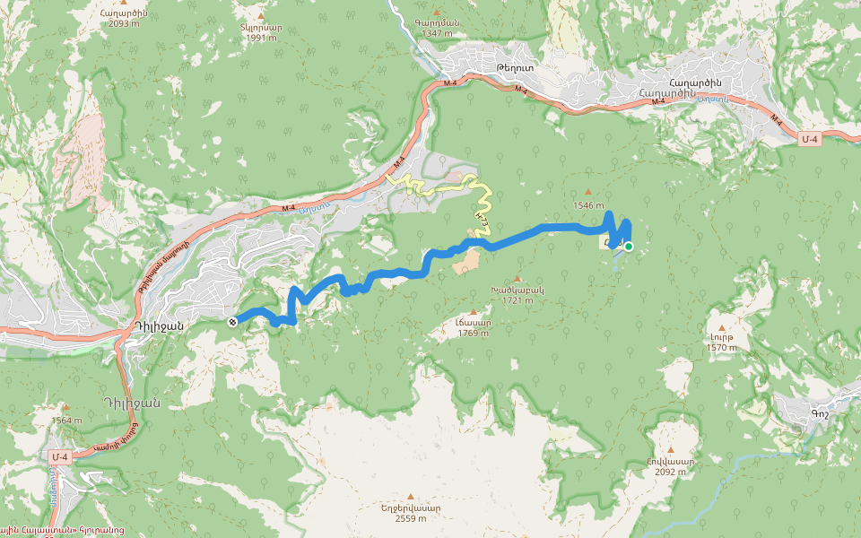 Երկնքի հայելու արահետ walking route map in Dilijan