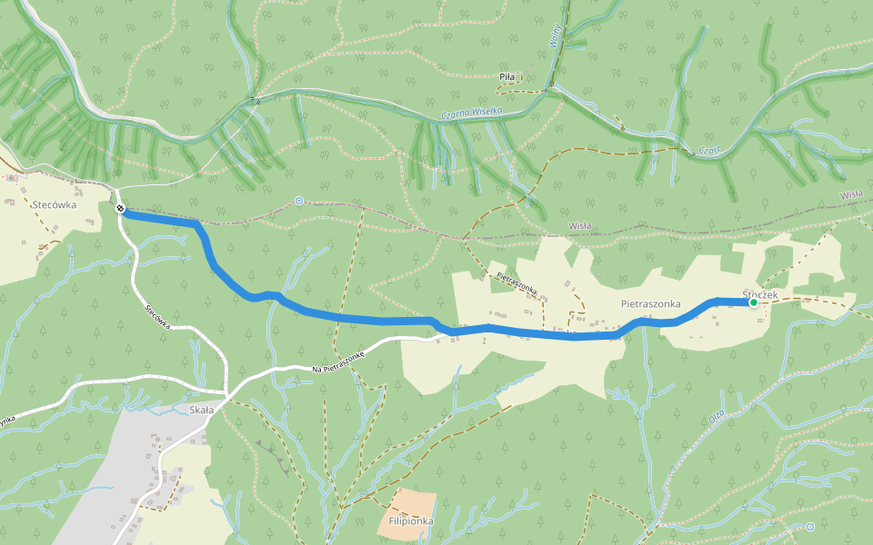 Szlak chatkowy walking route map in Istebna