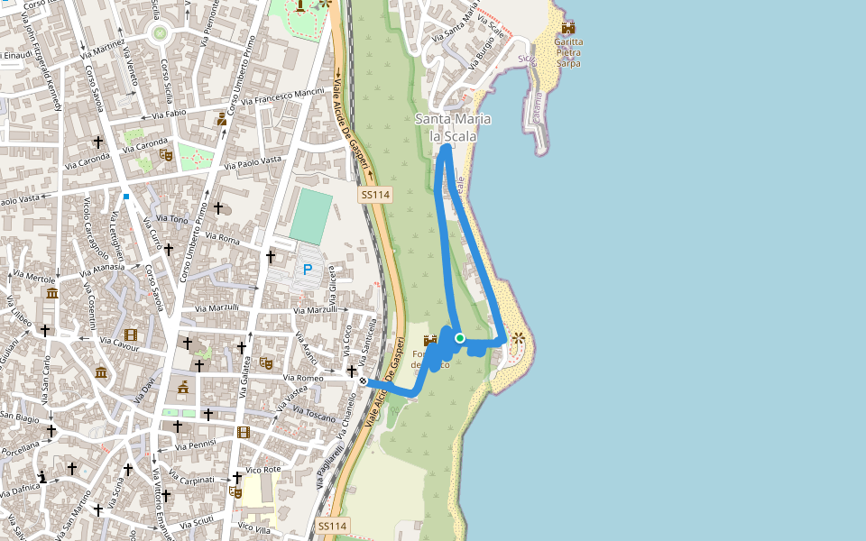 Sentiero delle Chiazzette walking route map in Acireale
