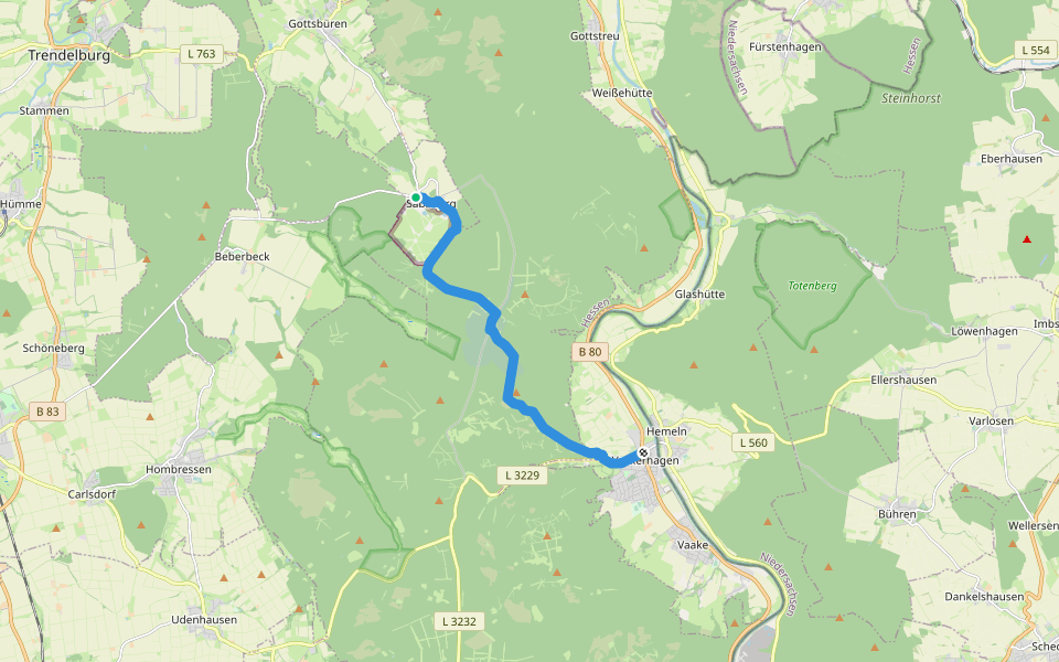 Hessenweg 6, Abschnitt Sababurg - Reinhardshagen walking route map in Hofgeismar