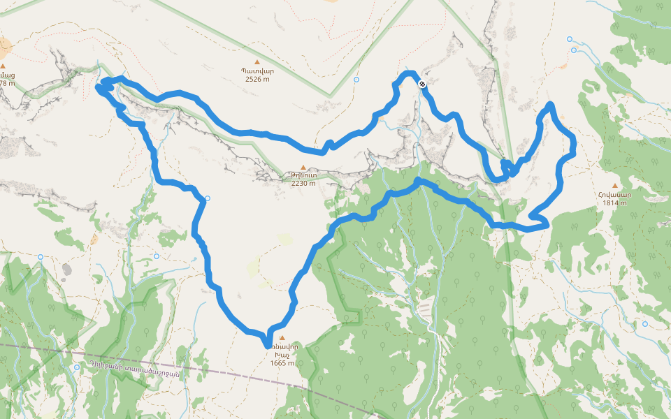 Երեք Բազեներ Արահետ walking route map in Hovk