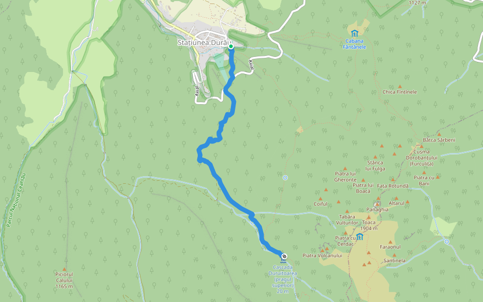 Stațiunea Durău - Piciorul lui Bucur - Cascada Duruitoarea walking route map in Durău