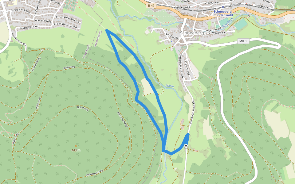 Rundwanderweg Schneeberg Morretal 2: Tal-Weg walking route map in Schneeberg