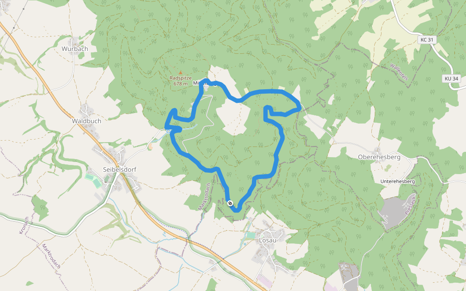 Almweg walking route map in Marktrodach