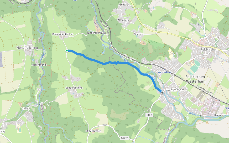 Pfaffensteig walking route map in Weyarn