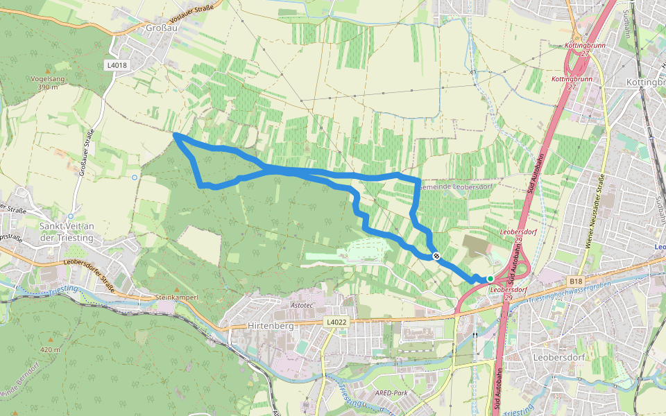 Lindenberg (bei Hirtenberg) Rundwanderweg walking route map in Leobersdorf