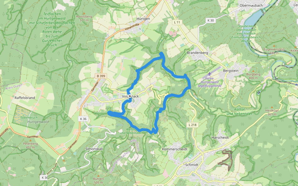 4 Täler walking route map in Hürtgenwald