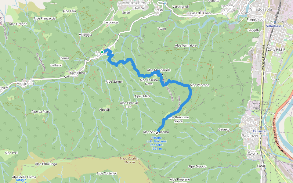 C05 - Seppiana - Alpe S. Giacomo walking route map in Seppiana