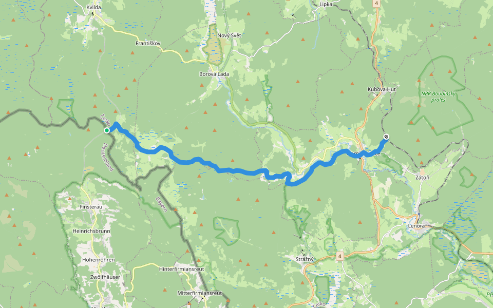 [M] Bučina - Horní Vltavice walking route map in Mauther Forst