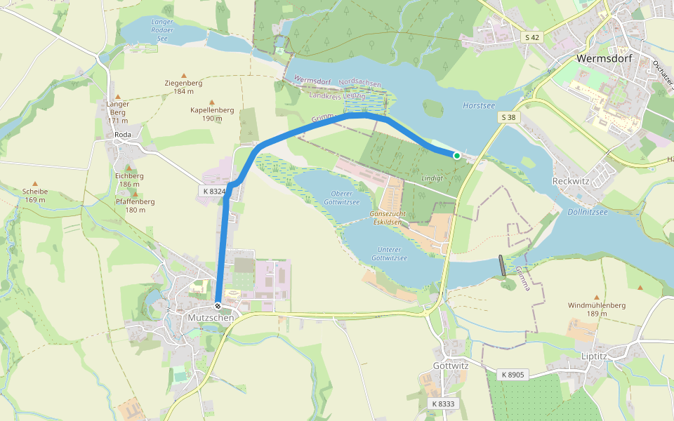Wanderung nach Mutzschen walking route map in Wermsdorf