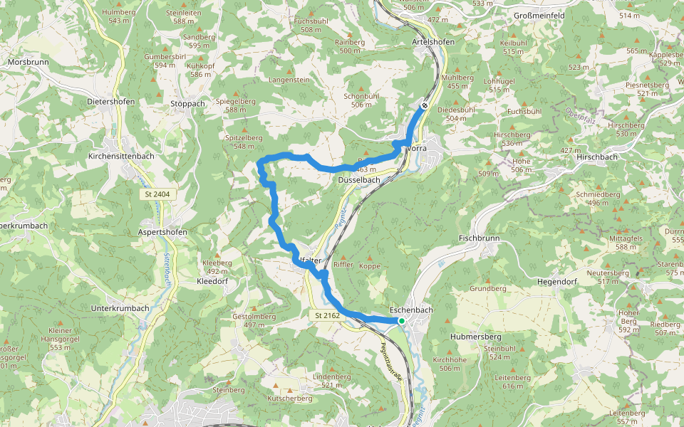 Eschenbach - Vorra walking route map in Pommelsbrunn