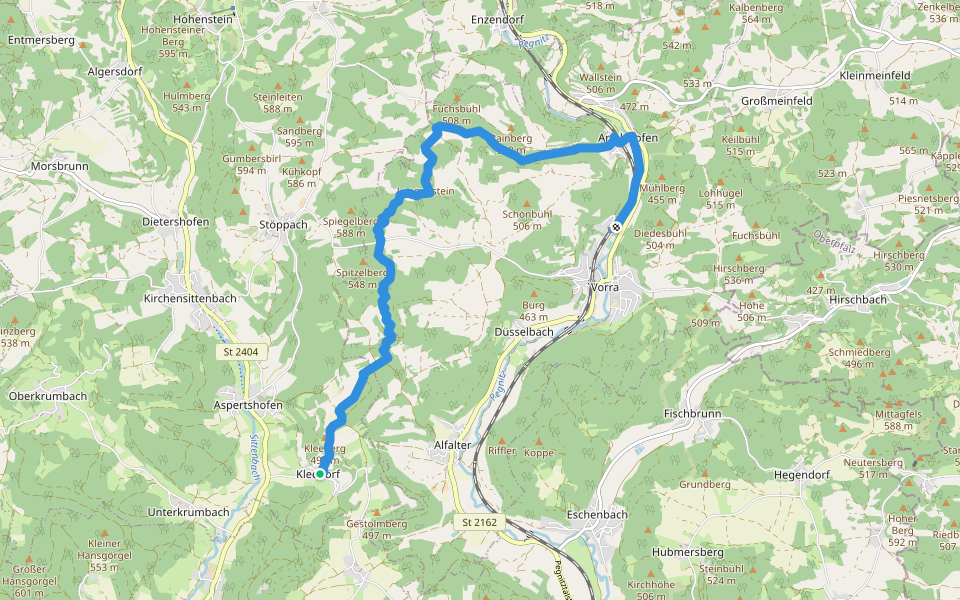Vorra Bhf. – Kleedorf walking route map in Kirchensittenbach