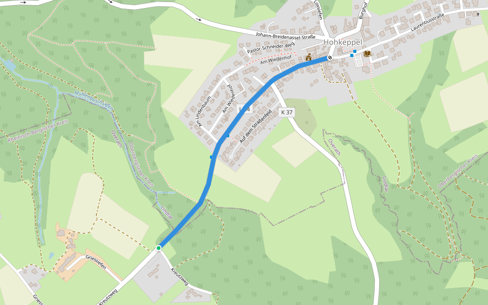 Kreuzweg Hohkeppel von 1791 walking route map in Overath