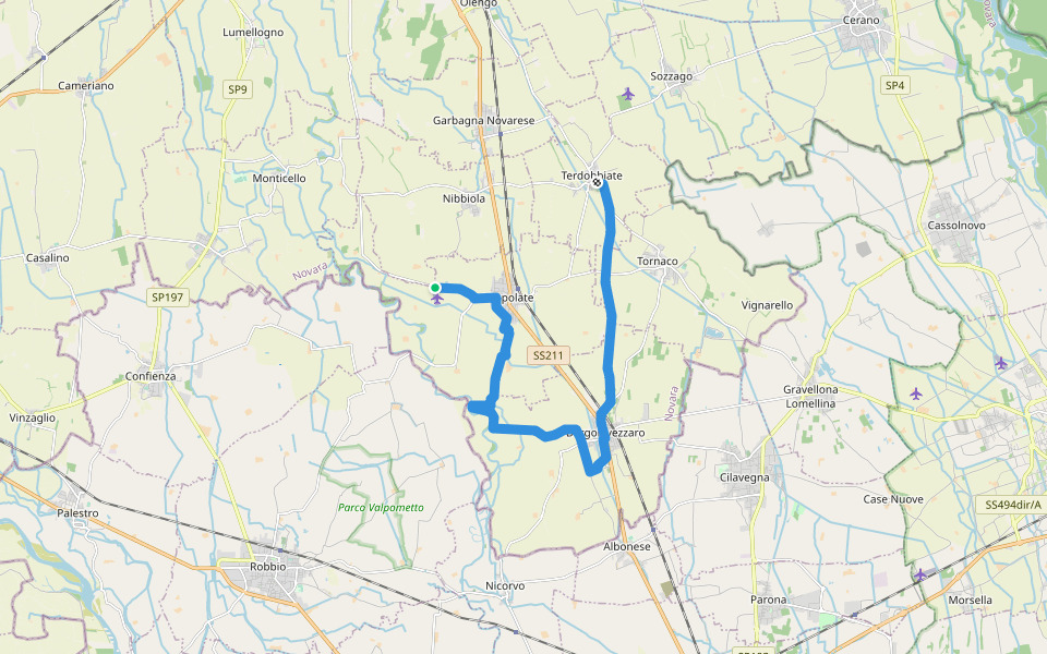 Sentiero Novara tappa 6 walking route map in Vespolate