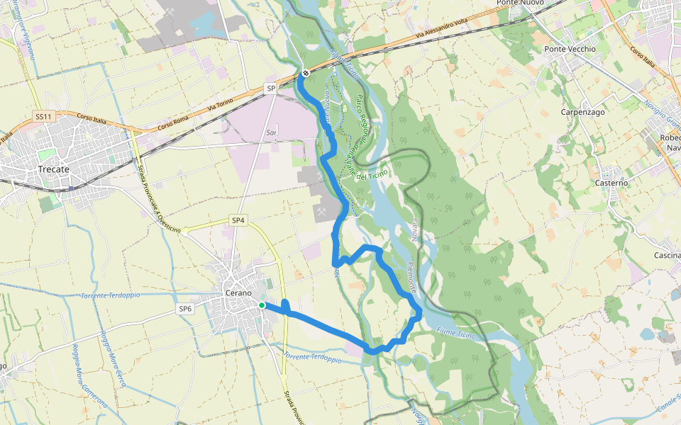 Sentiero Novara tappa 8 walking route map in Cerano