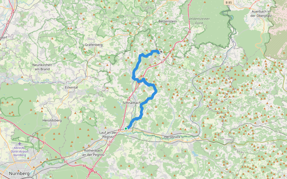 Blaustrich walking route map in Neunkirchen am Sand