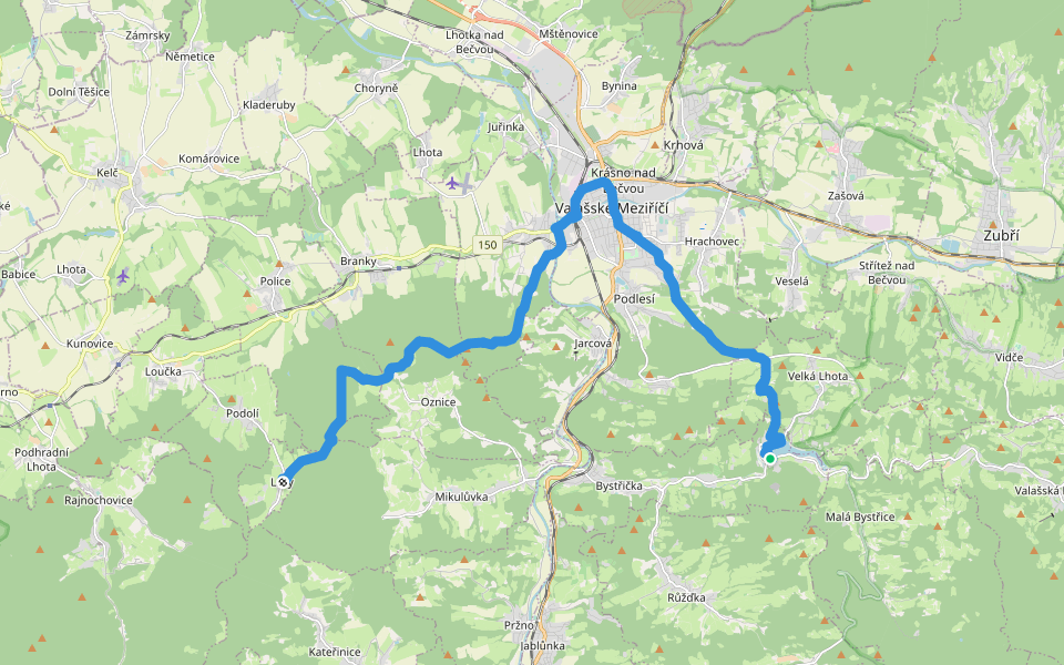 [Č] Bystřička - Lázy walking route map in Bystřička