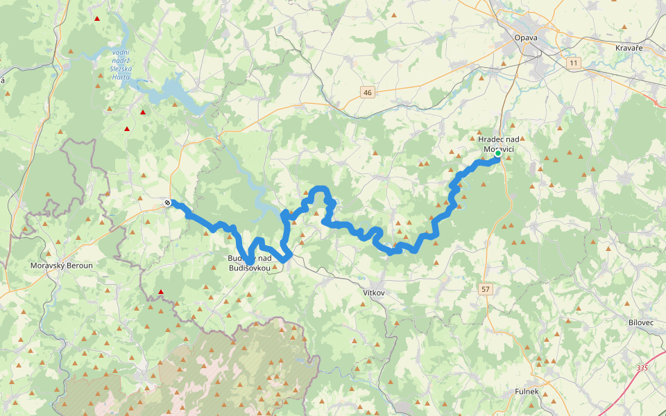 [Č] Hradec nad moravicí - Dvorce walking route map in Hradec nad Moravicí