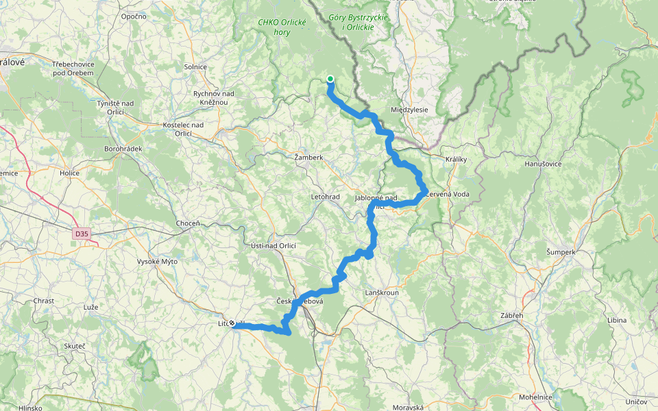 [Č] Jiráskova cesta walking route map in Rokytnice v Orlických horách