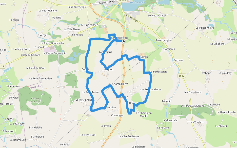 circuit des Sorciers walking route map in Combourg