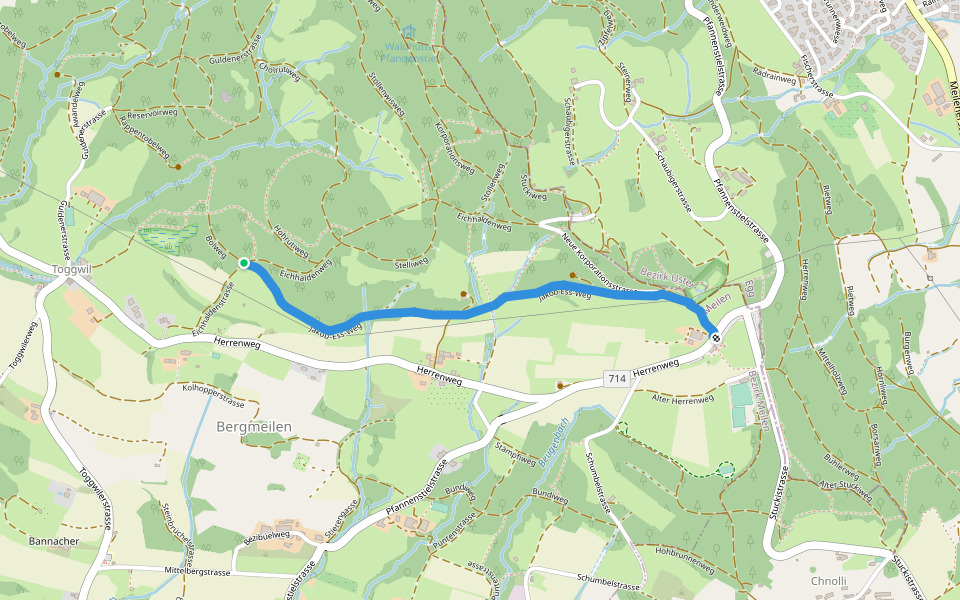 Eichhalden - Vorderpfannenstiel walking route map in Meilen