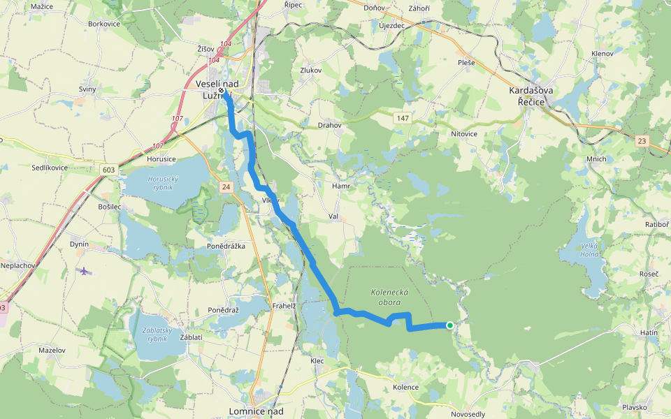 [Ž] Veselí nad Lužnicí - U Blažků walking route map in Val