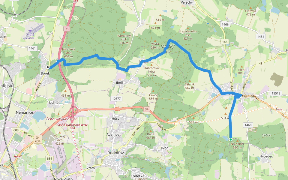 [M] Borek - Koníř walking route map in Lišov